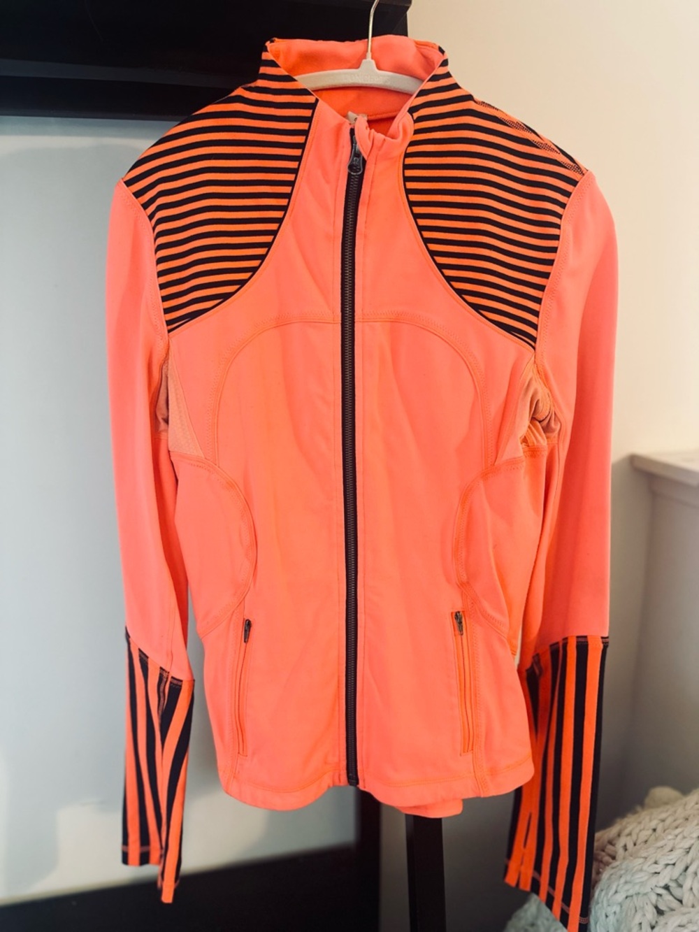 lululemon athletica Coral Pink Full-Zip Define Jacket with Black Stripes
